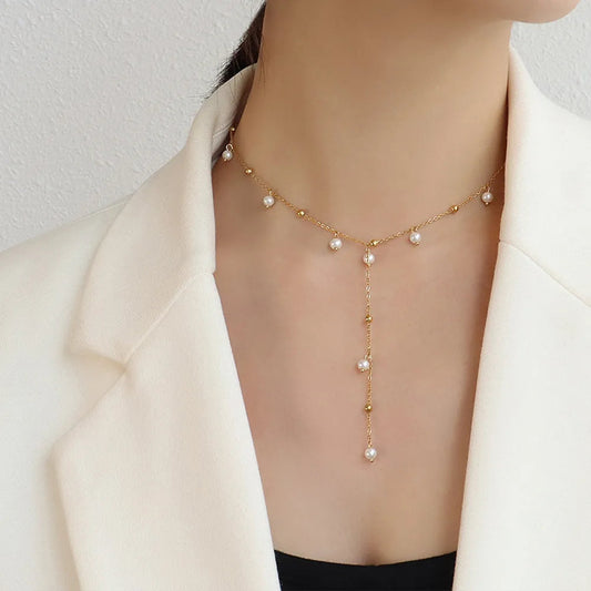 18K Gold-Plated Pearl Drop Necklace eprolo