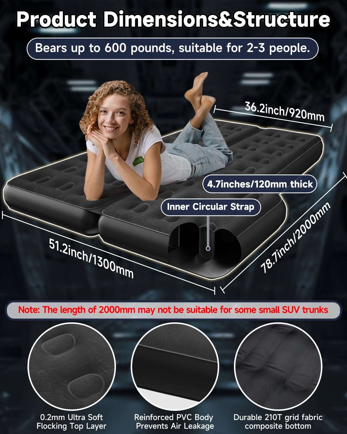 Umbrauto Thickened SUV Back Trunk Air Mattress 3.0,Black eprolo