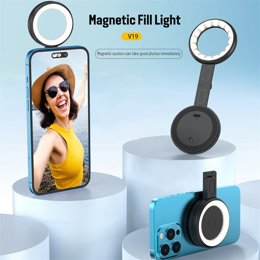 Magnetic LED Fill Light for Phone Selfie Light LED Video Light 2500K-9000K Dimmable Built-in Battery Replacement for iPhone Vlog eprolo