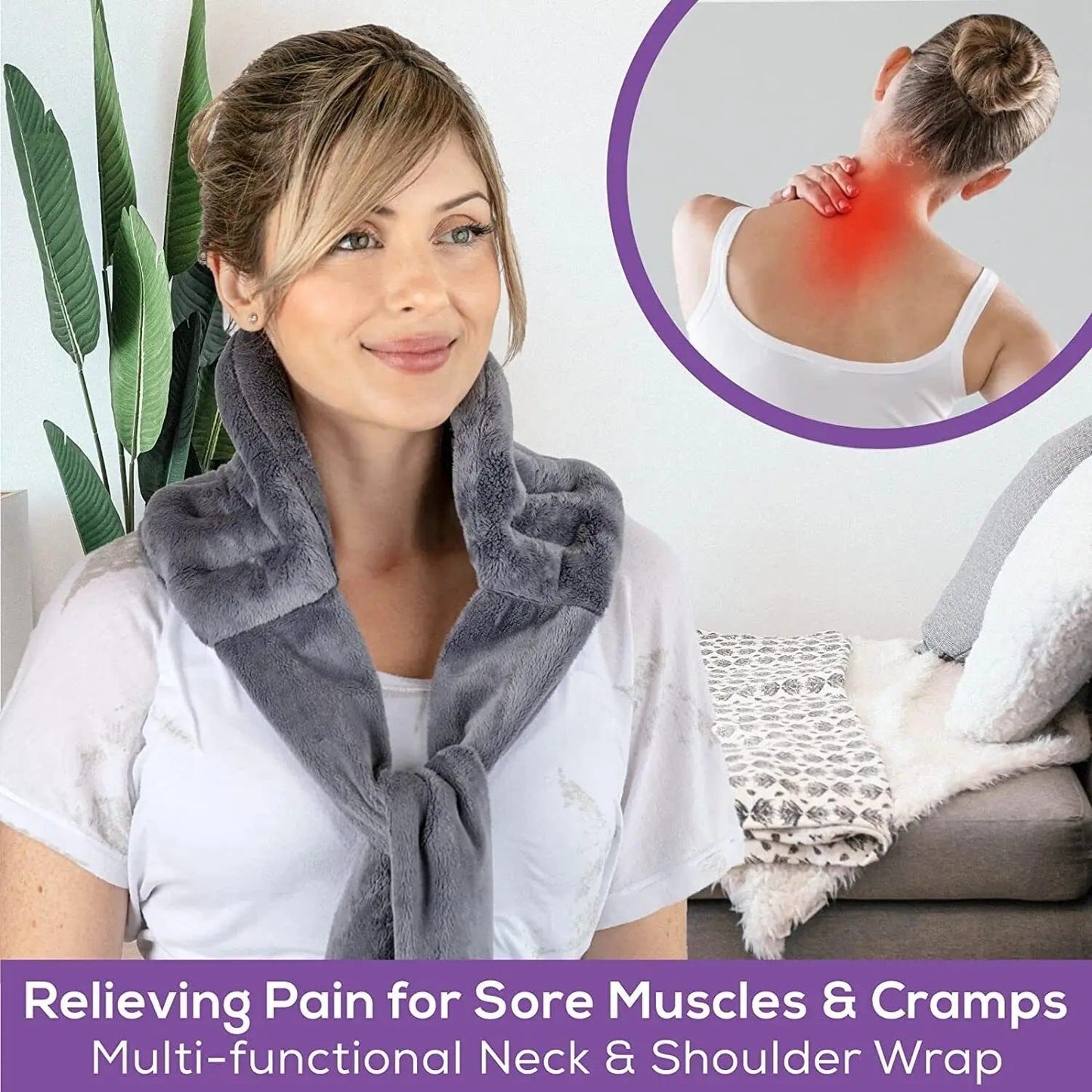 Microwave Heating Waist Belt with Flaxseed Filling, Warm Abdominal Heat Therapy Belt, Double-Sided Plush Neck and Shoulder Heat Pad eprolo