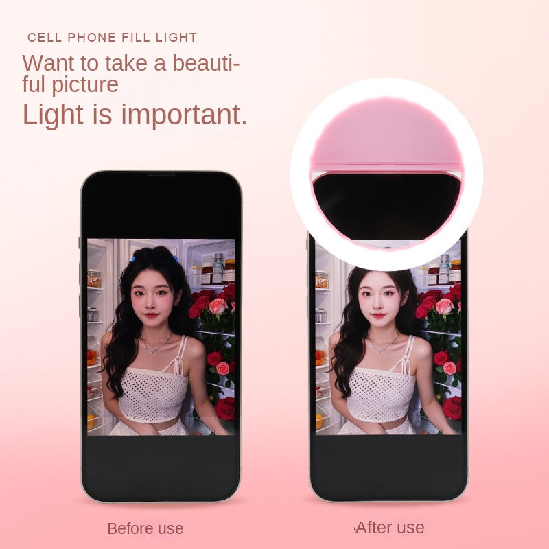 RK-12 Mobile Phone Fill Light Wholesale Live Beauty Selfie Lighting Round Flash Charging LED Fill Light eprolo
