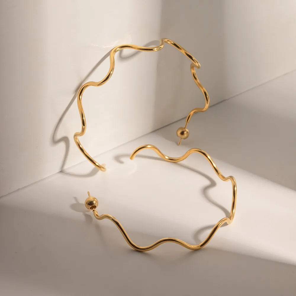 Stainless Steel Wave Shape C-Hoop Earrings eprolo