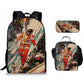 Astronaut Space Character Anime Style 3-Piece Set Backpack Lunch Bag Pencil Case Student Organizer Casual Fashion eprolo