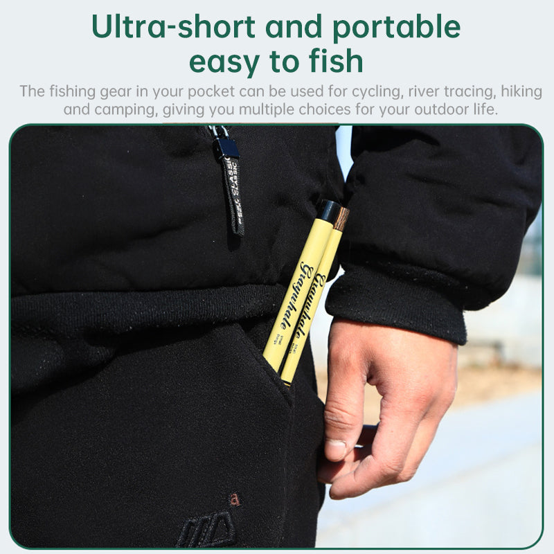 26cm ultra-short portable telescopic fishing rod, carbon fiber material, micro guide rings, ultra-light and durable. eprolo