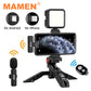 MAMEN Wireless Vlogging Kit Phone Tripod with Lavalier Microphone LED Light for iPhone Android Smartphone Live Streaming Toolkit eprolo