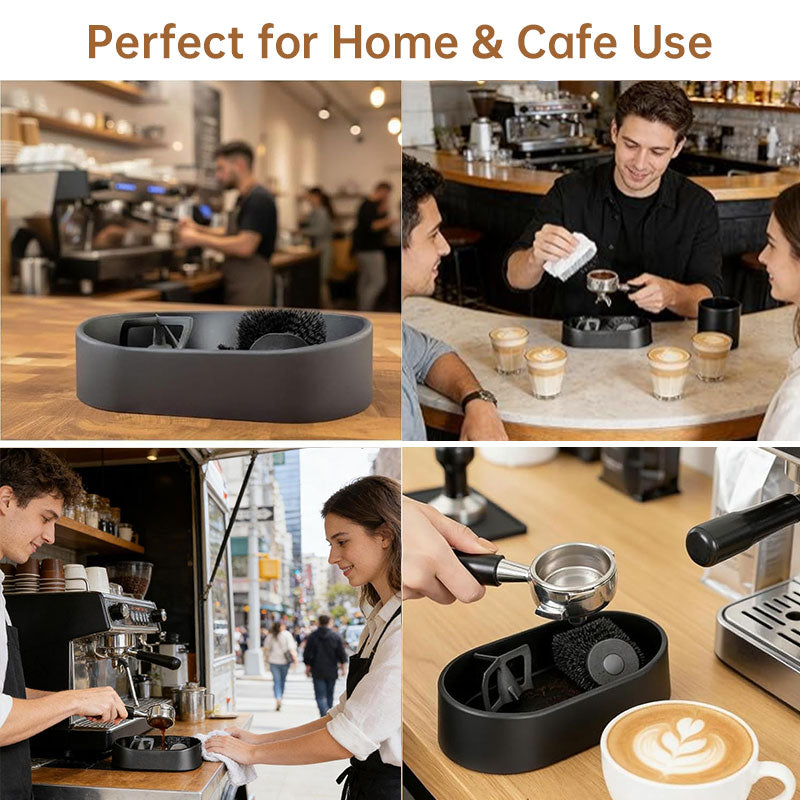 Coffee Portafilter Cleaning Kit - Machine Brush & Stand Set for Espresso, Wine Barrel, Bar & Stainless Steel Kitchen Tools eprolo