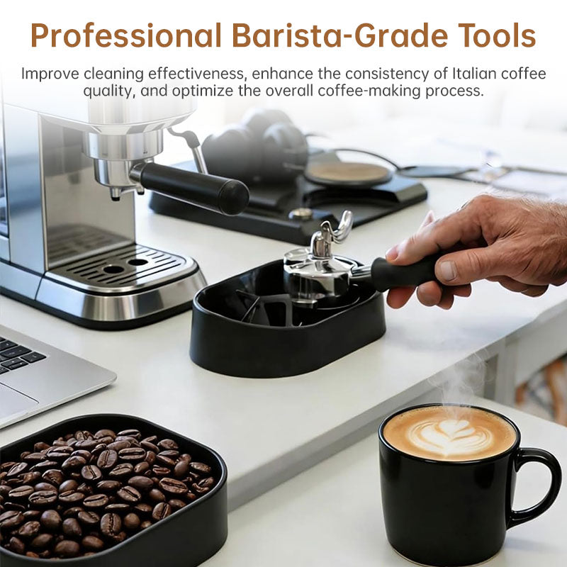 Coffee Portafilter Cleaning Kit - Machine Brush & Stand Set for Espresso, Wine Barrel, Bar & Stainless Steel Kitchen Tools eprolo