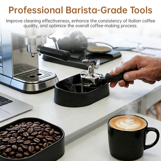 Coffee Portafilter Cleaning Kit - Machine Brush & Stand Set for Espresso, Wine Barrel, Bar & Stainless Steel Kitchen Tools eprolo