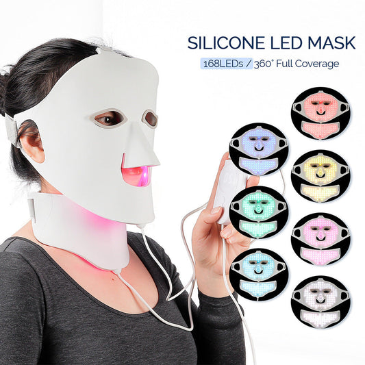 Silicone beauty mask LED photon rejuvenation facial mask instrument red and blue light large row light spectrometer eprolo
