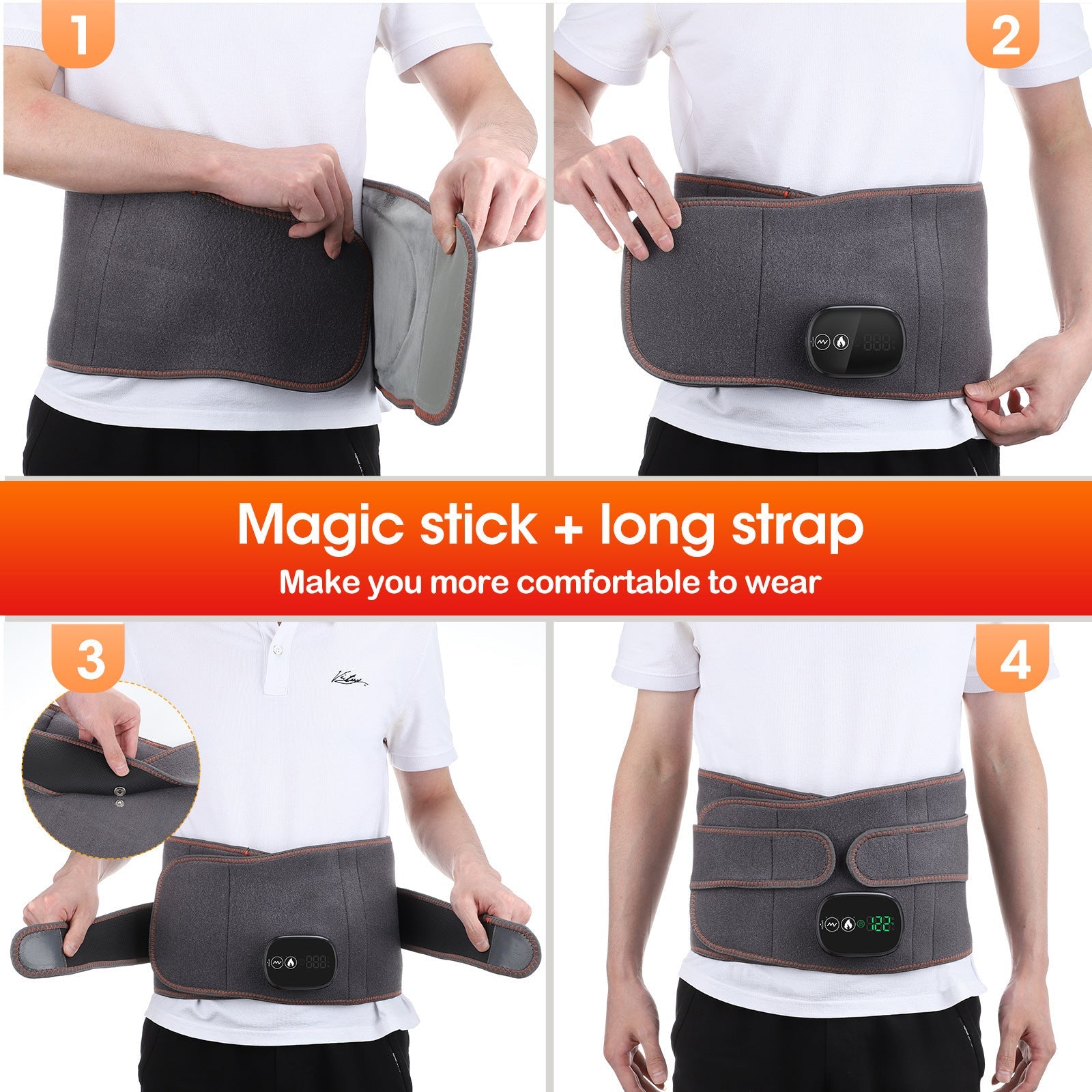 Rechargeable heating massage waist belt warm compress controller red light eprolo