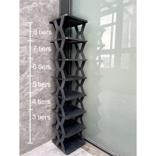 Stackable Plastic Shoe Rack, Vertical Dustproof Shoe Organizer, Sturdy Shoe Storage for Entryway eprolo