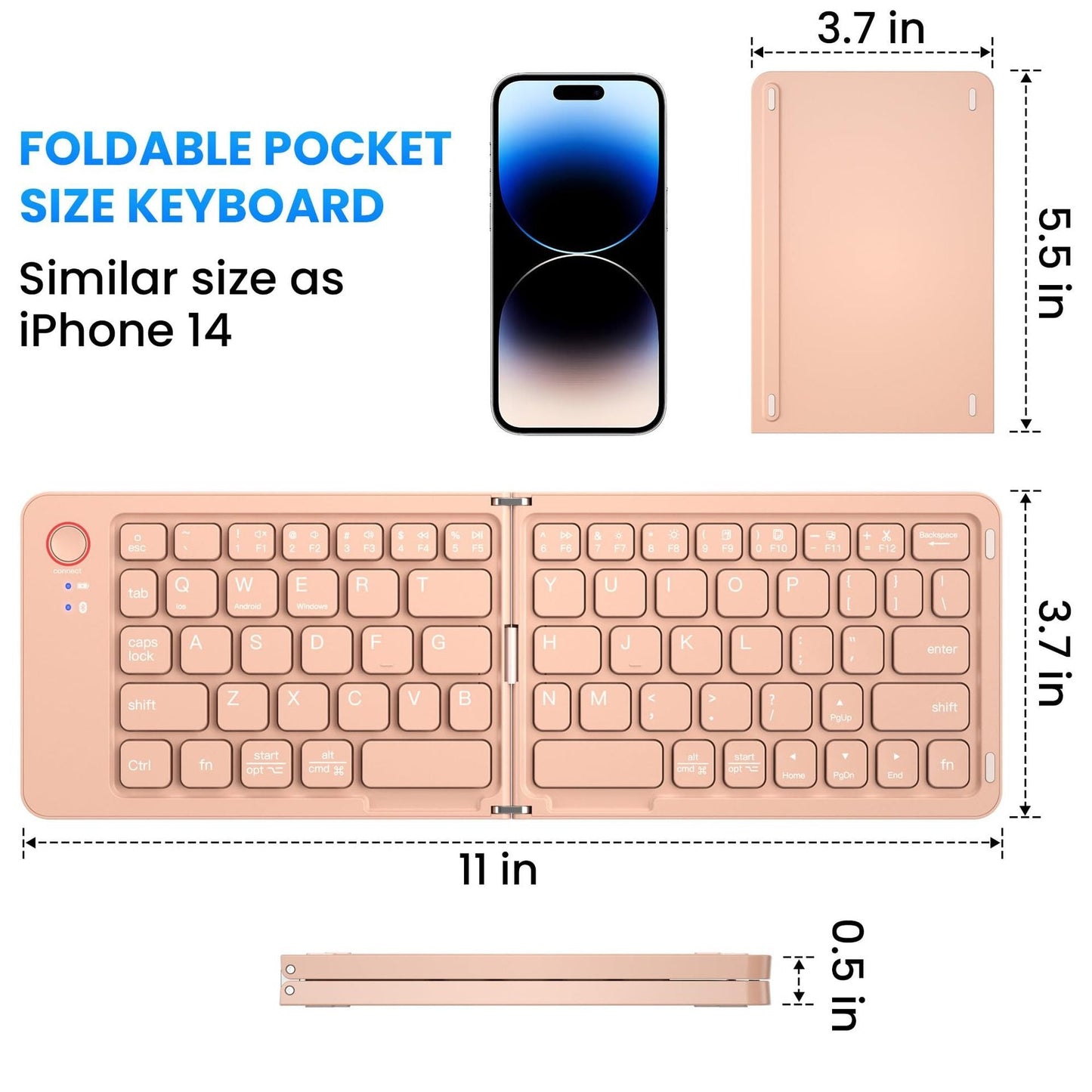 Ultra slim folding portable charging dual-mode Bluetooth keyboard with one click connection eprolo