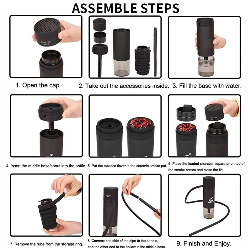 Portable smoking pipes, ceramic dry-burning hookah bowls, glass bowls, tobacco pipes, travel shisha pipe accessories eprolo