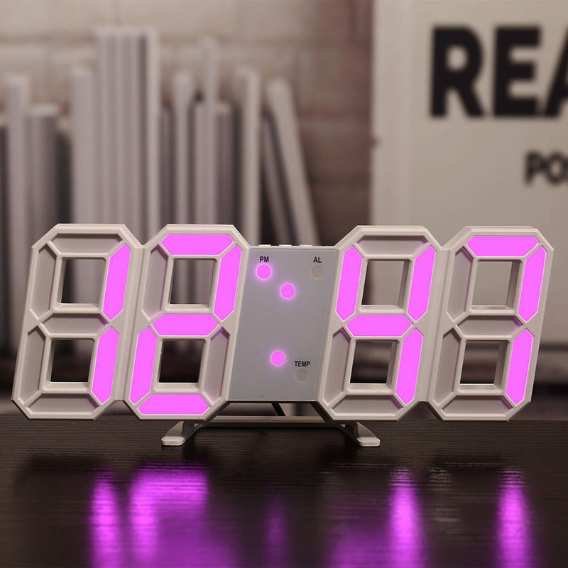 3D LED Digital Alarm Clock with Colorful Display, 12/24 Hour Format for Office, Living Room, Bedroom, Kitchen eprolo