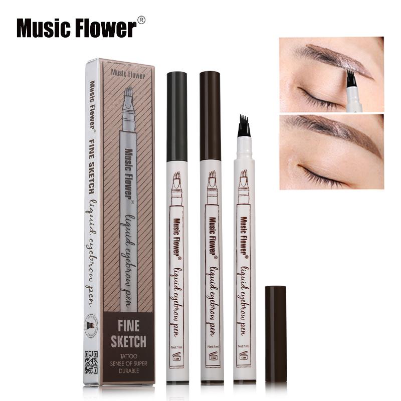 Music Flower Brand Makeup 3 Colors Fine Sketch Liquid Eyebrow Pen Waterproof Tattoo Super Durable Eye Brow eprolo