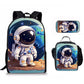 Astronaut Space Character Anime Style 3-Piece Set Backpack Lunch Bag Pencil Case Student Organizer Casual Fashion eprolo
