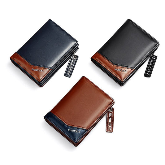 New PU Leather Multi-Function Zipper Short Men's Wallet Rfid Dollar Wallet Card Wallet eprolo