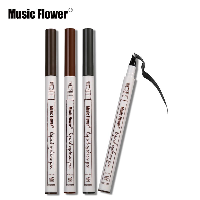 Music Flower Brand Makeup 3 Colors Fine Sketch Liquid Eyebrow Pen Waterproof Tattoo Super Durable Eye Brow eprolo