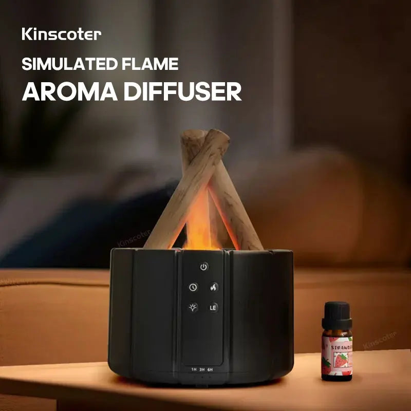 Simulated Flame Aroma Diffuser Bonfire Air Humidifier Ultrasonic Cool Mist Maker Fogger LED Essential Oil Lamp Difusor eprolo