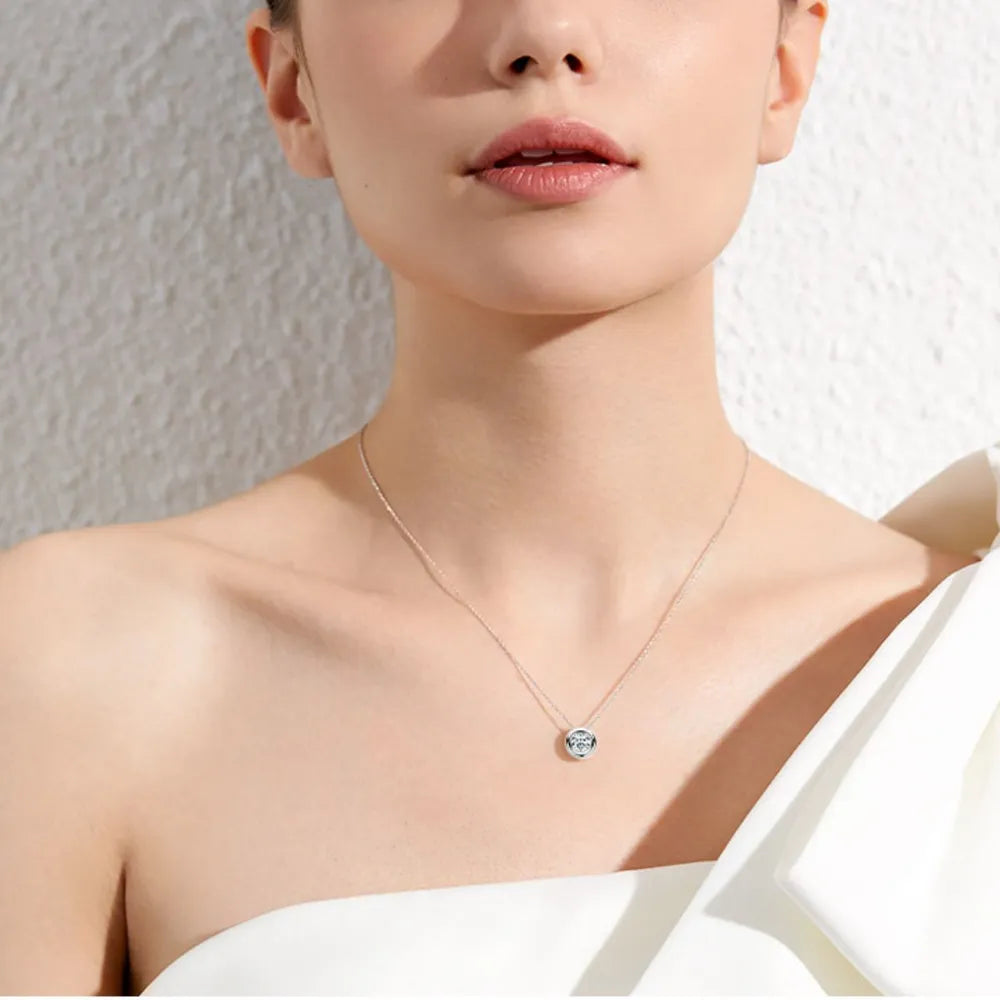 1 Carat Moissanite 925 Sterling Silver Necklace eprolo