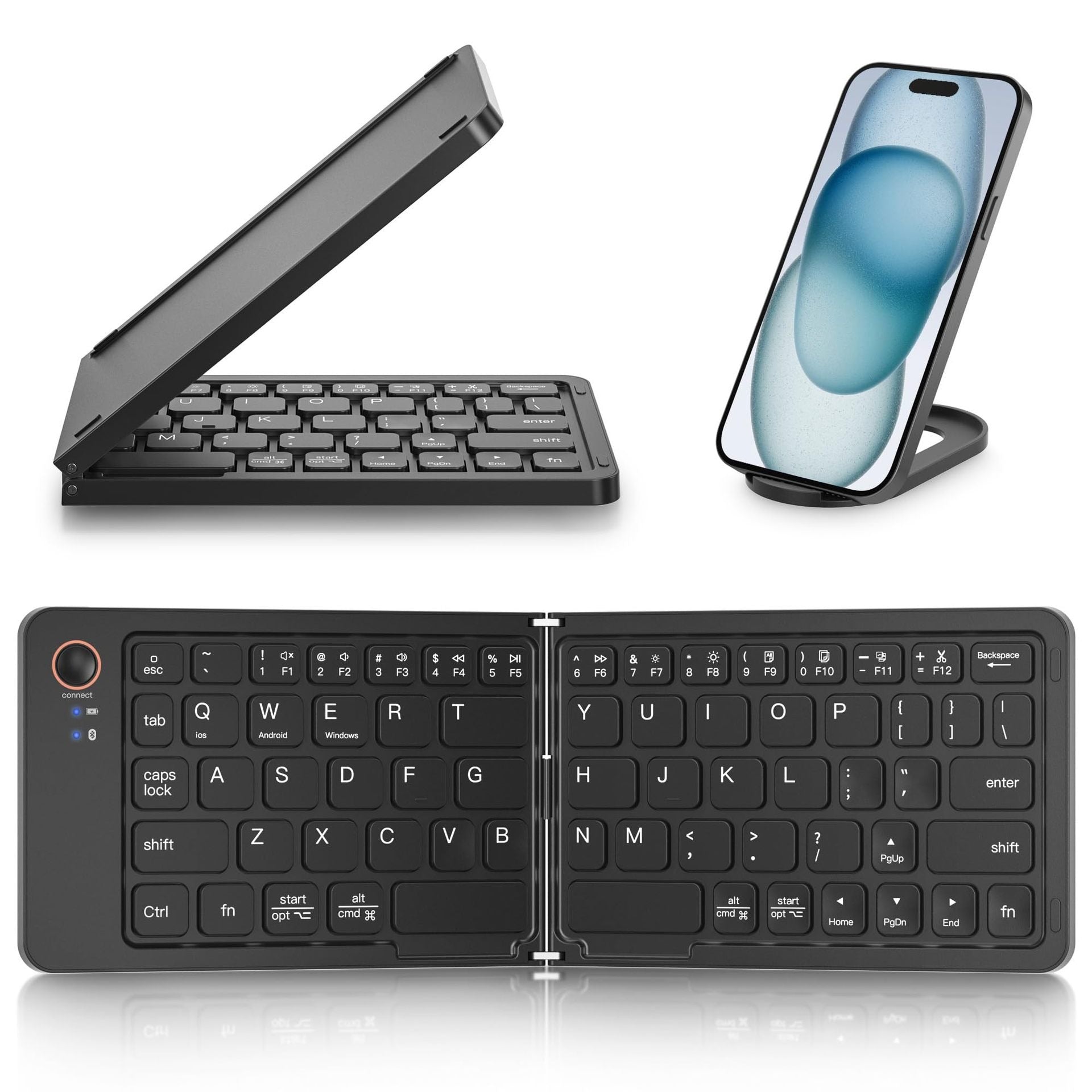 Ultra slim folding portable charging dual-mode Bluetooth keyboard with one click connection eprolo