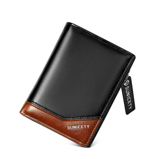New PU Leather Multi-Function Zipper Short Men's Wallet Rfid Dollar Wallet Card Wallet eprolo