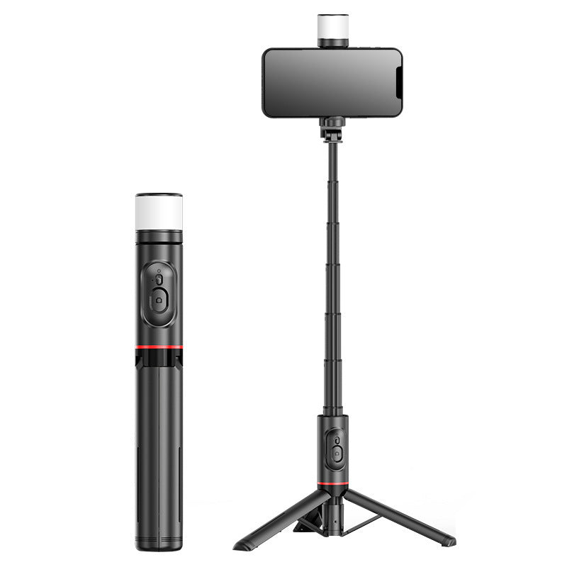 Mobile Phone Bluetooth Selfie Stick with Rotating Fill Light and Hidden Tripod Live Streaming Stand eprolo