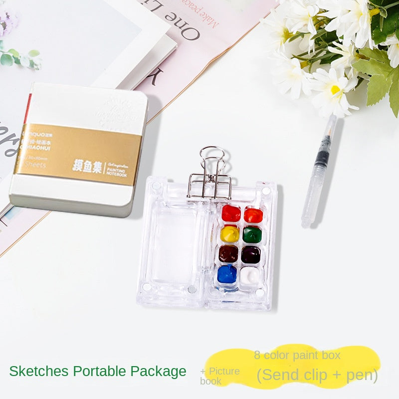 Mini Watercolor Paint Set with Small Drawing Book for Kids and Primary School Students, Portable Sketchbook and Art Kit eprolo