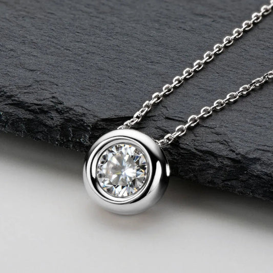 1 Carat Moissanite 925 Sterling Silver Necklace eprolo