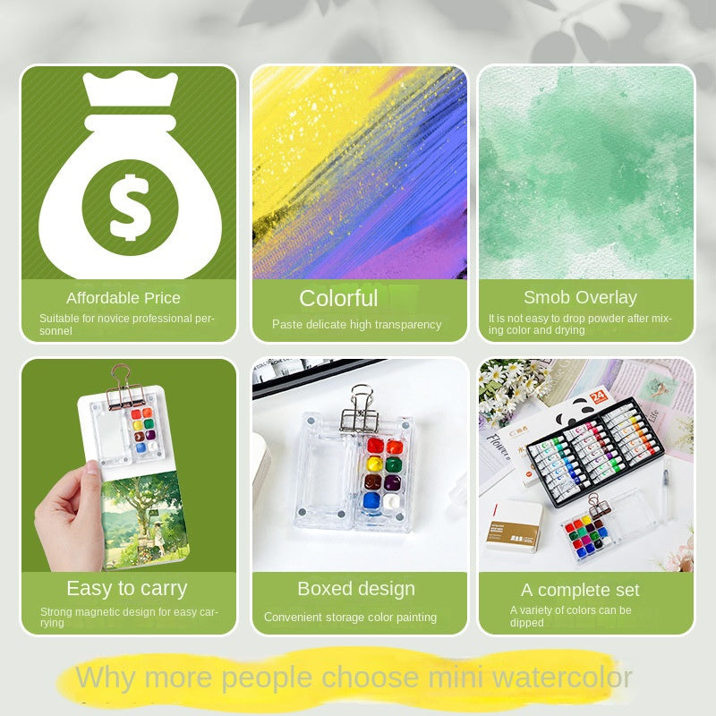 Mini Watercolor Paint Set with Small Drawing Book for Kids and Primary School Students, Portable Sketchbook and Art Kit eprolo