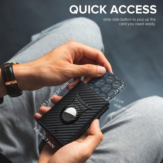 Men's Carbon Fiber Magnetic Card Clip PU Leather RFID Bank Card Bag Large Capacity Card Clip eprolo