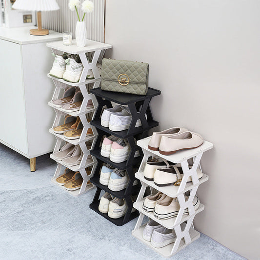Stackable Plastic Shoe Rack, Vertical Dustproof Shoe Organizer, Sturdy Shoe Storage for Entryway eprolo
