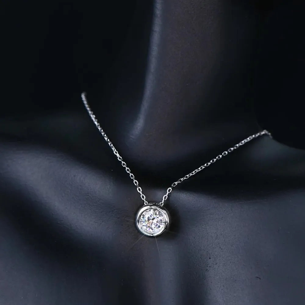 1 Carat Moissanite 925 Sterling Silver Necklace eprolo