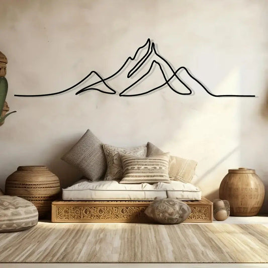 Factory Direct Black Metal Gable Decoration, Black 3D Mountain Wall Art for Background Wall Decoration eprolo