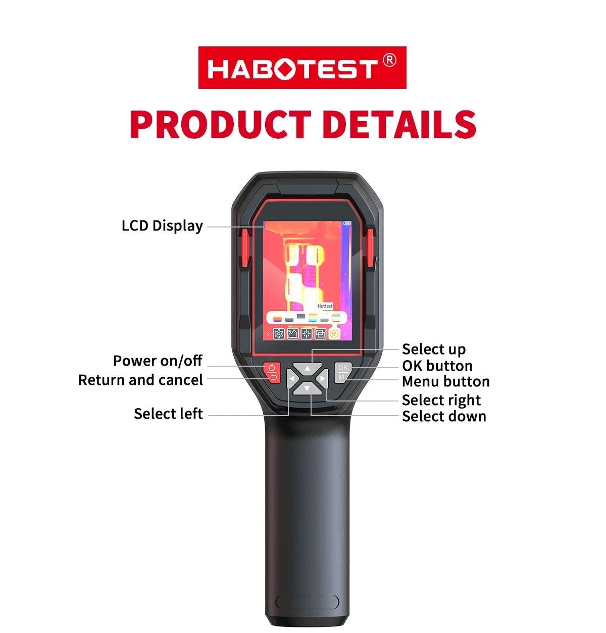 HABOTEST HT821A rechargeable thermal imaging camera -20 ℃~550 ℃ waterproof, dustproof, and anti drop handheld thermal imaging alfamoba
