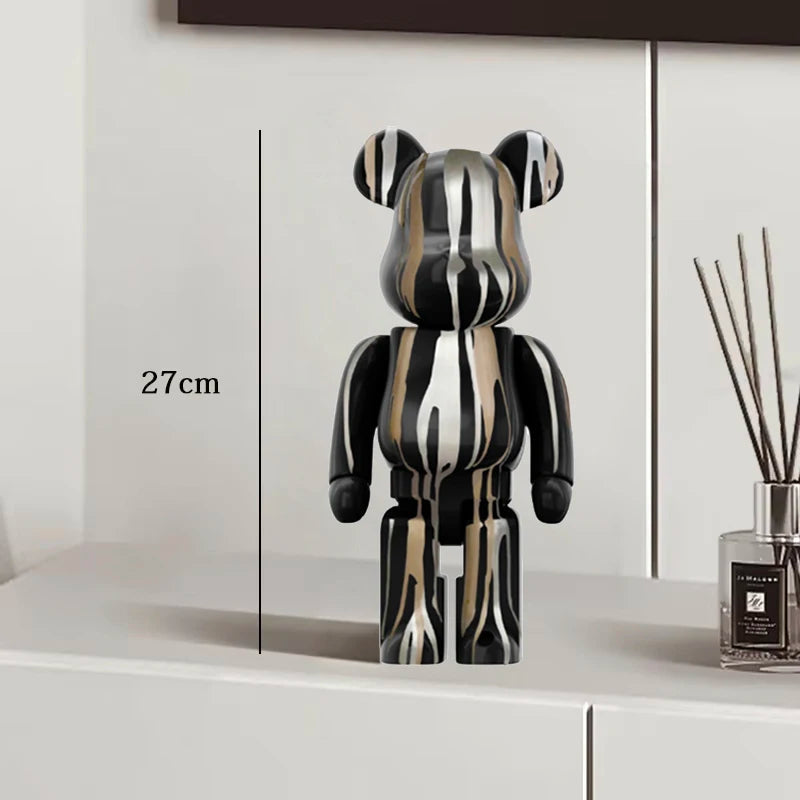 27cm Graffiti Bear Statue Paint Block Bear Decor Resin Desktop Ornaments Home Decoration Living Room Bear Floor Sculpture Gifts eprolo