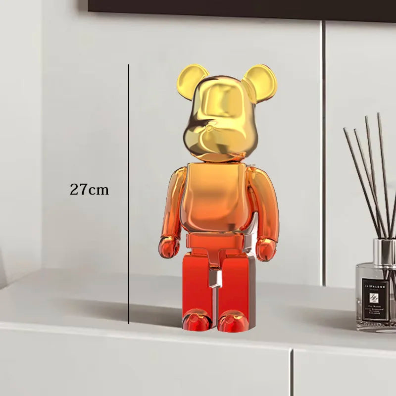 27cm Graffiti Bear Statue Paint Block Bear Decor Resin Desktop Ornaments Home Decoration Living Room Bear Floor Sculpture Gifts eprolo