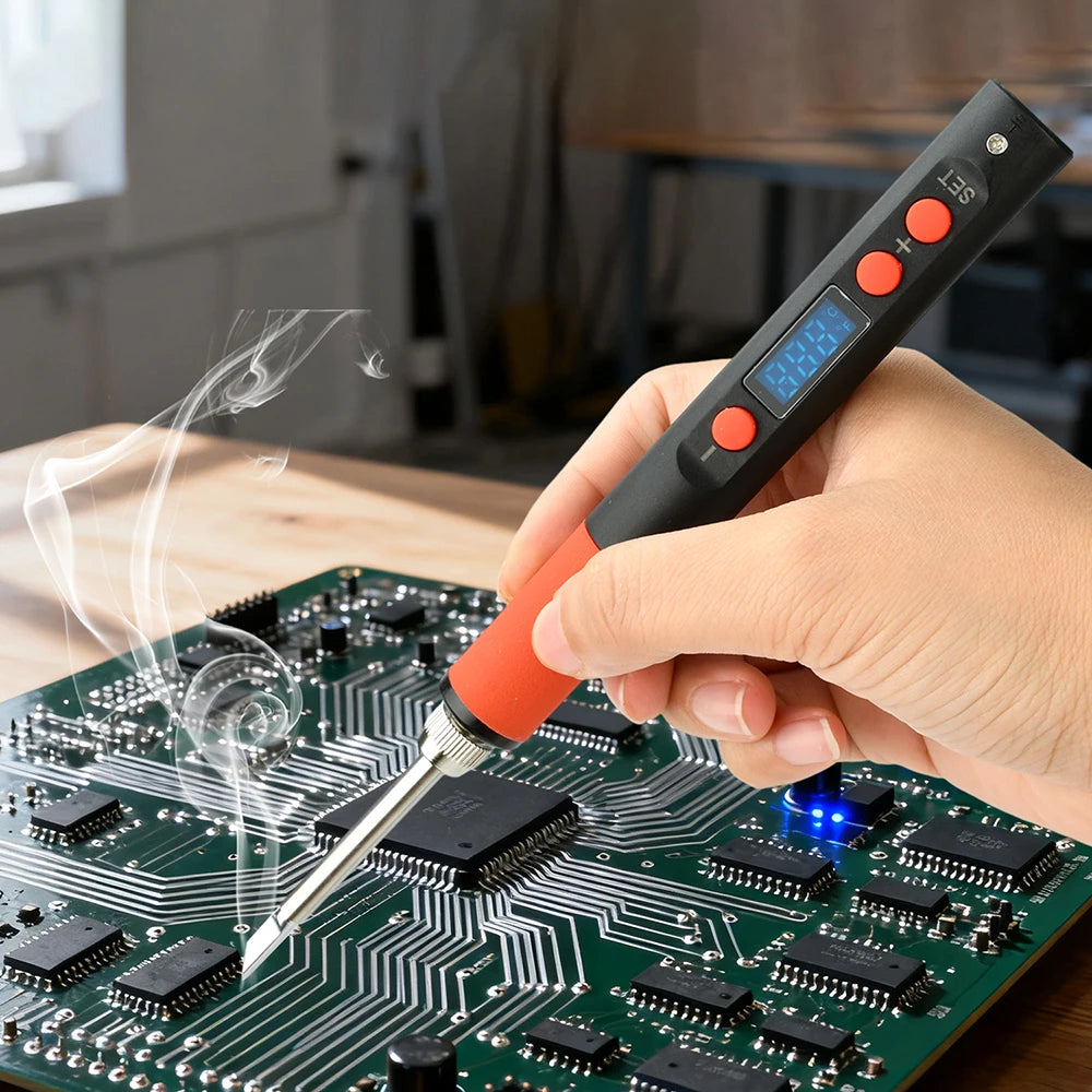 Type C  Smart Soldering Iron with PD/QC 65W Fast Charging Adjustable Temperature Control for Electronics PCB Repair Tool alfamoba