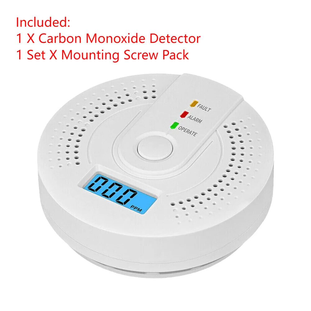 5-1PCS Digital Carbon Monoxide Detector Sound & Light Warning Sensor Battery Powered CO Gas Monitor Meter with LED Indicator alfamoba
