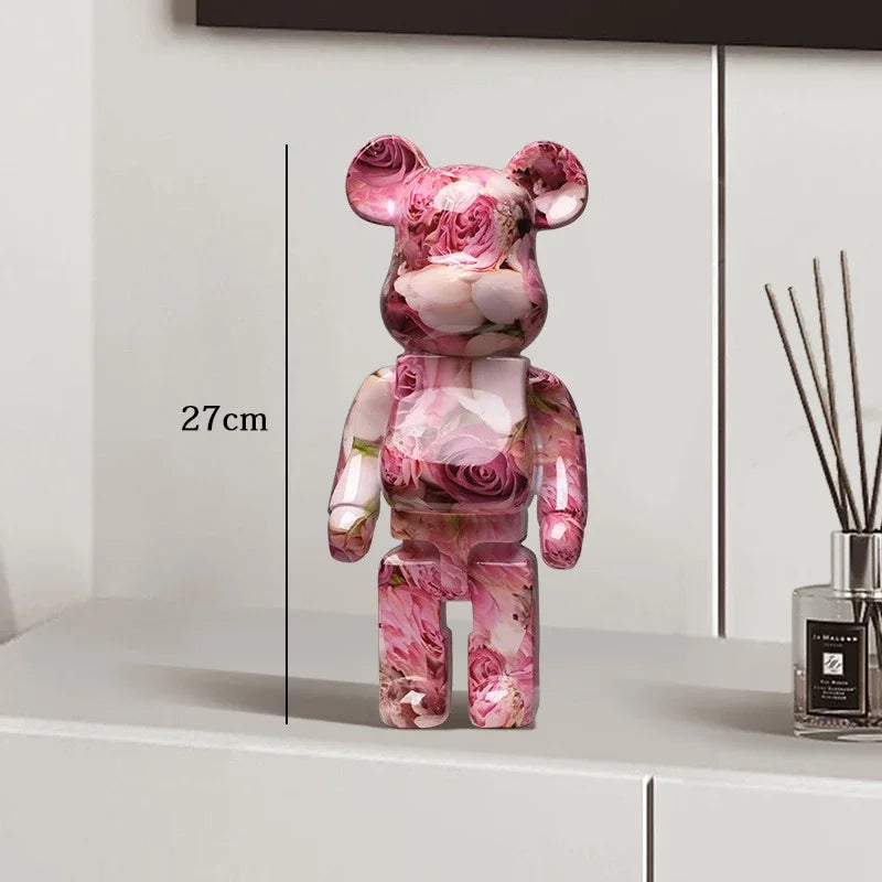 27cm Graffiti Bear Statue Paint Block Bear Decor Resin Desktop Ornaments Home Decoration Living Room Bear Floor Sculpture Gifts eprolo