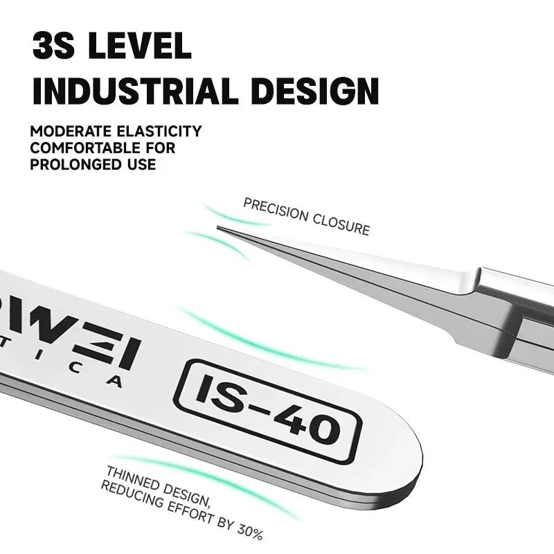 LUOWEI IS-40 High Precision Tweezers for Mobile Phone Repair High Hardness Ultra-fine Straight Tips Jump Wire Clamping Tools alfamoba