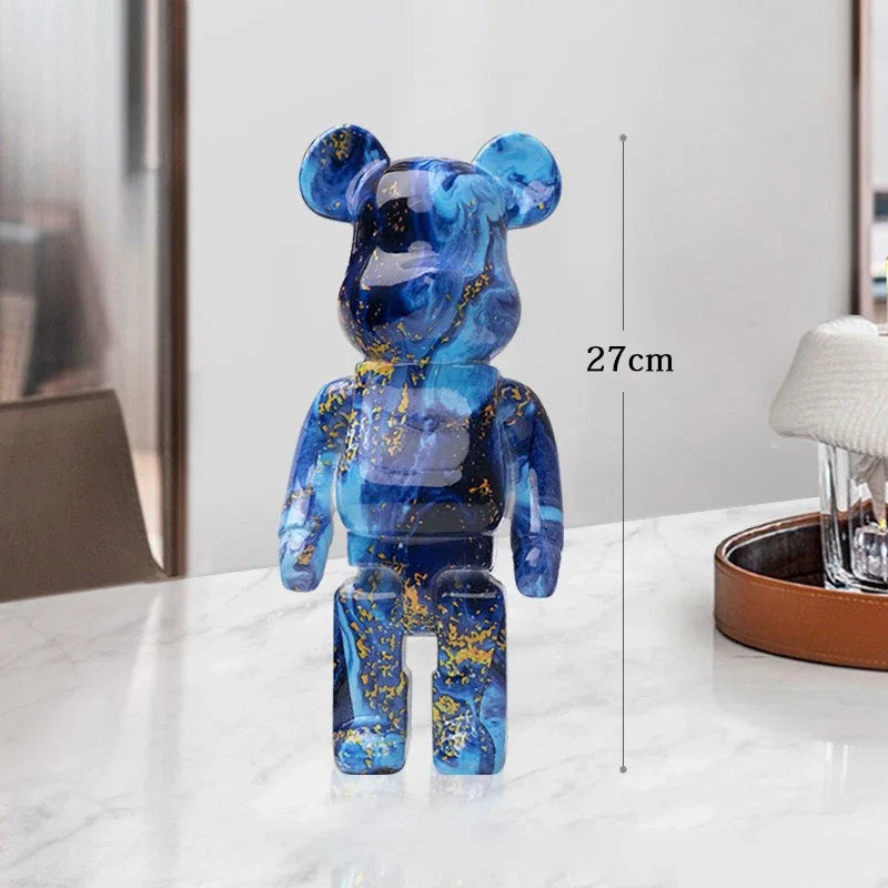27cm Graffiti Bear Statue Paint Block Bear Decor Resin Desktop Ornaments Home Decoration Living Room Bear Floor Sculpture Gifts eprolo