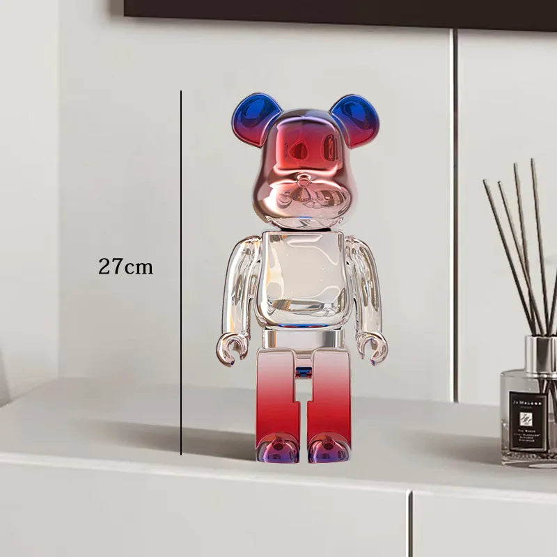 27cm Graffiti Bear Statue Paint Block Bear Decor Resin Desktop Ornaments Home Decoration Living Room Bear Floor Sculpture Gifts eprolo
