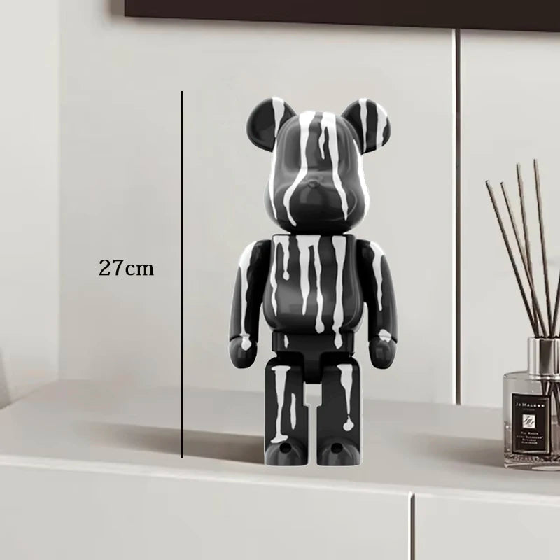 27cm Graffiti Bear Statue Paint Block Bear Decor Resin Desktop Ornaments Home Decoration Living Room Bear Floor Sculpture Gifts eprolo