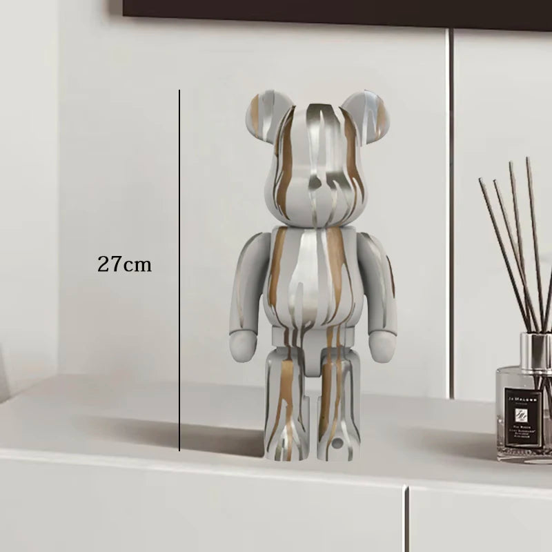 27cm Graffiti Bear Statue Paint Block Bear Decor Resin Desktop Ornaments Home Decoration Living Room Bear Floor Sculpture Gifts eprolo
