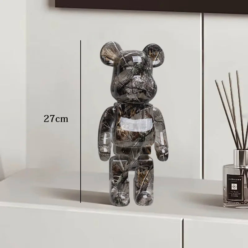 27cm Graffiti Bear Statue Paint Block Bear Decor Resin Desktop Ornaments Home Decoration Living Room Bear Floor Sculpture Gifts eprolo
