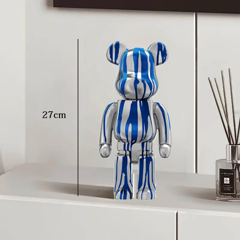 27cm Graffiti Bear Statue Paint Block Bear Decor Resin Desktop Ornaments Home Decoration Living Room Bear Floor Sculpture Gifts eprolo